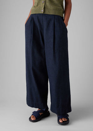 Hemp Cotton Canvas Trousers | Dark Chambray Blue