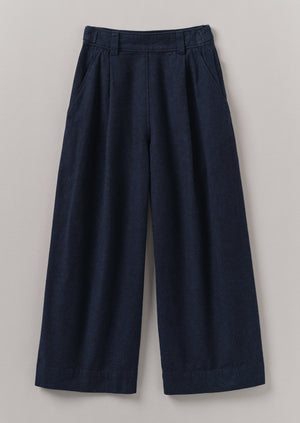 Hemp Cotton Canvas Trousers | Dark Chambray Blue