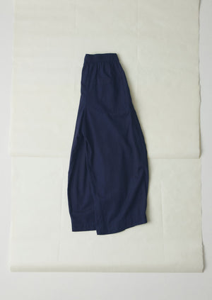 Cotton Twill Wide Leg Trousers | Indigo