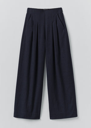 Corinne Cotton Wool Houndstooth Trousers | Dark Navy