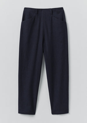 Alix Cotton Wool Houndstooth Trousers | Dark Navy