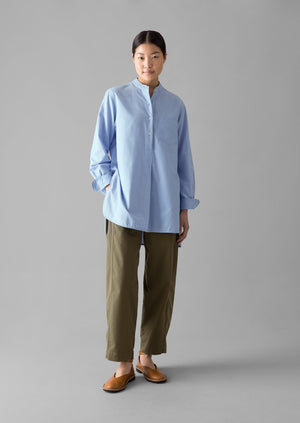 Taro Cotton Oxford Long Shirt | Chambray