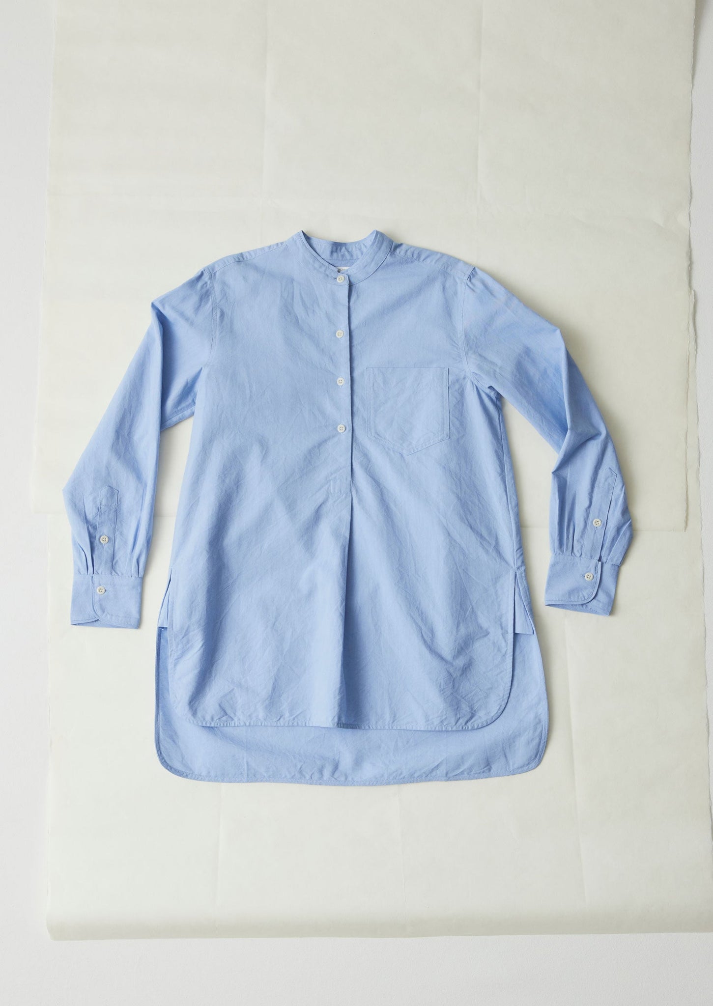 Taro Cotton Oxford Long Shirt | Chambray