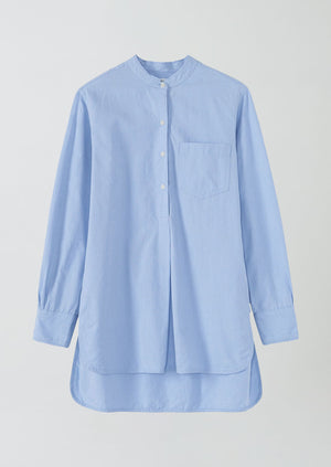 Taro Cotton Oxford Long Shirt | Chambray