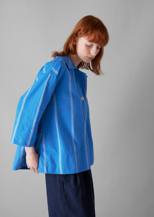 Summer Camp Stripe Cotton Smock | Enamel Blue