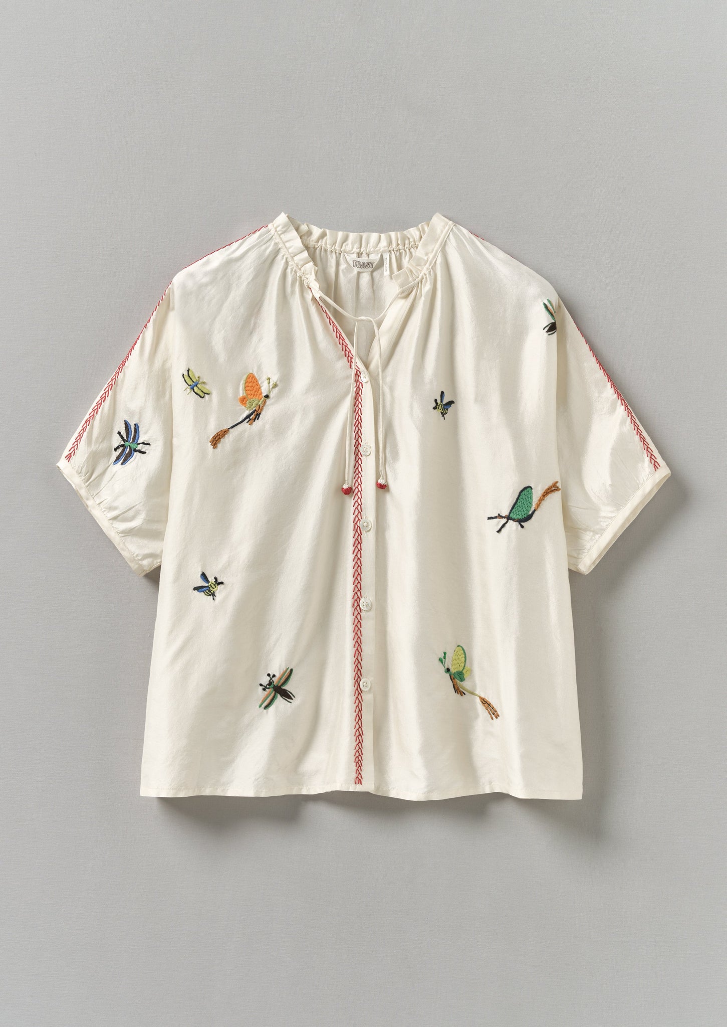 Hand Embroidered May Flies Silk Shirt | Multi