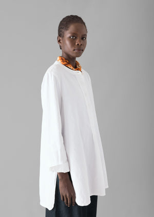 Elena Cotton Linen Tunic Shirt | Paper White