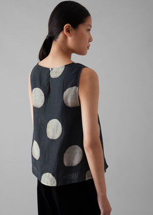 Batik Dot Print Tank Top | Black/Ecru