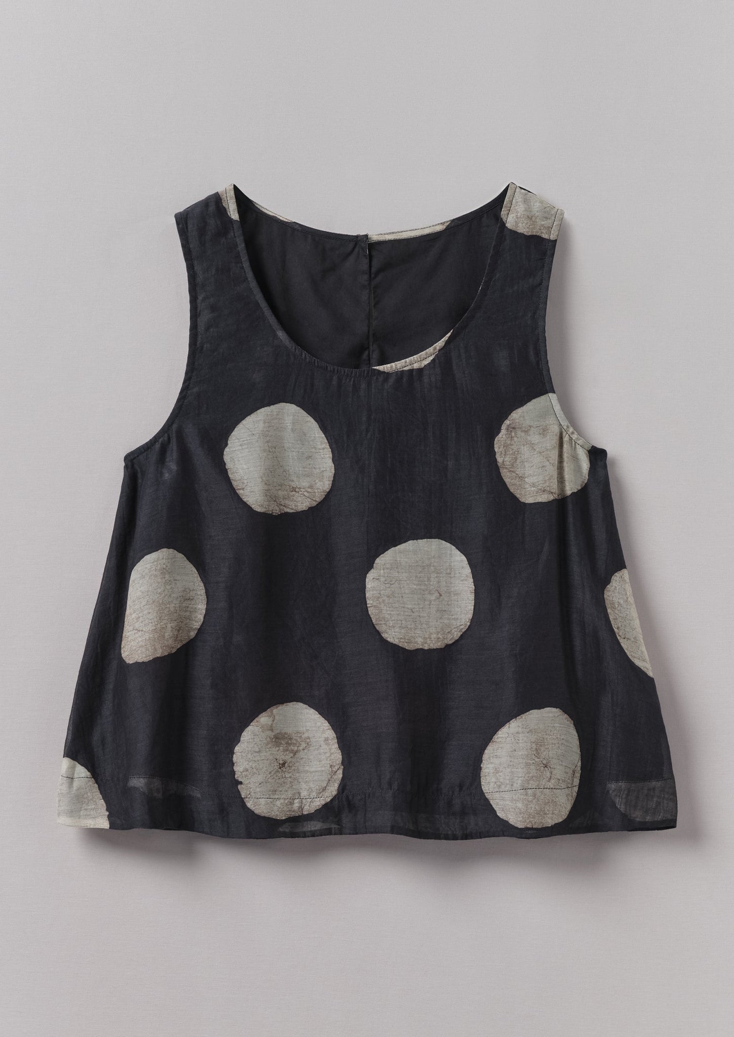 Batik Dot Print Tank Top | Black/Ecru