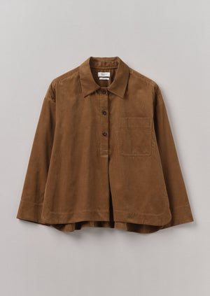 Patch Pocket Organic Needlecord Shirt | Brown Anise