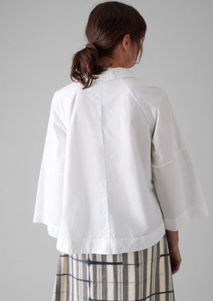 Cotton Poplin Wrap Shirt | Paper White