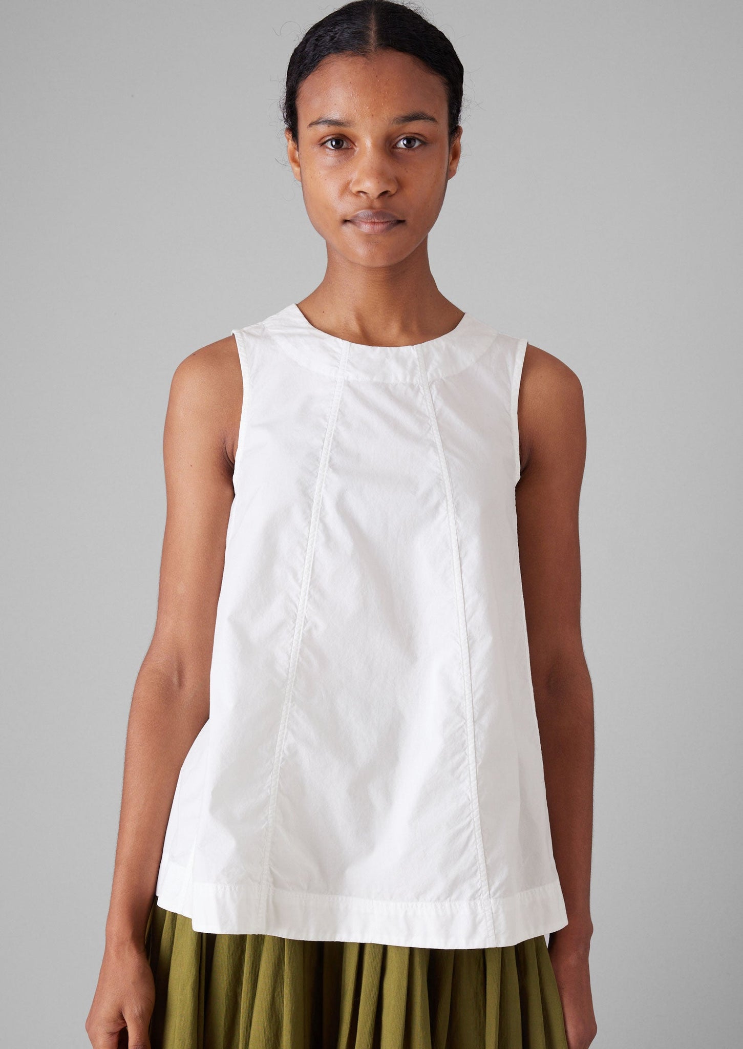 Panelled Cotton Poplin Top | Paper White