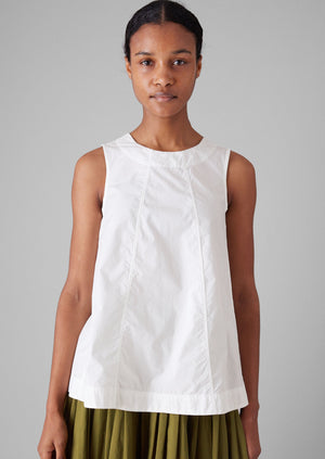 Panelled Cotton Poplin Top | Paper White