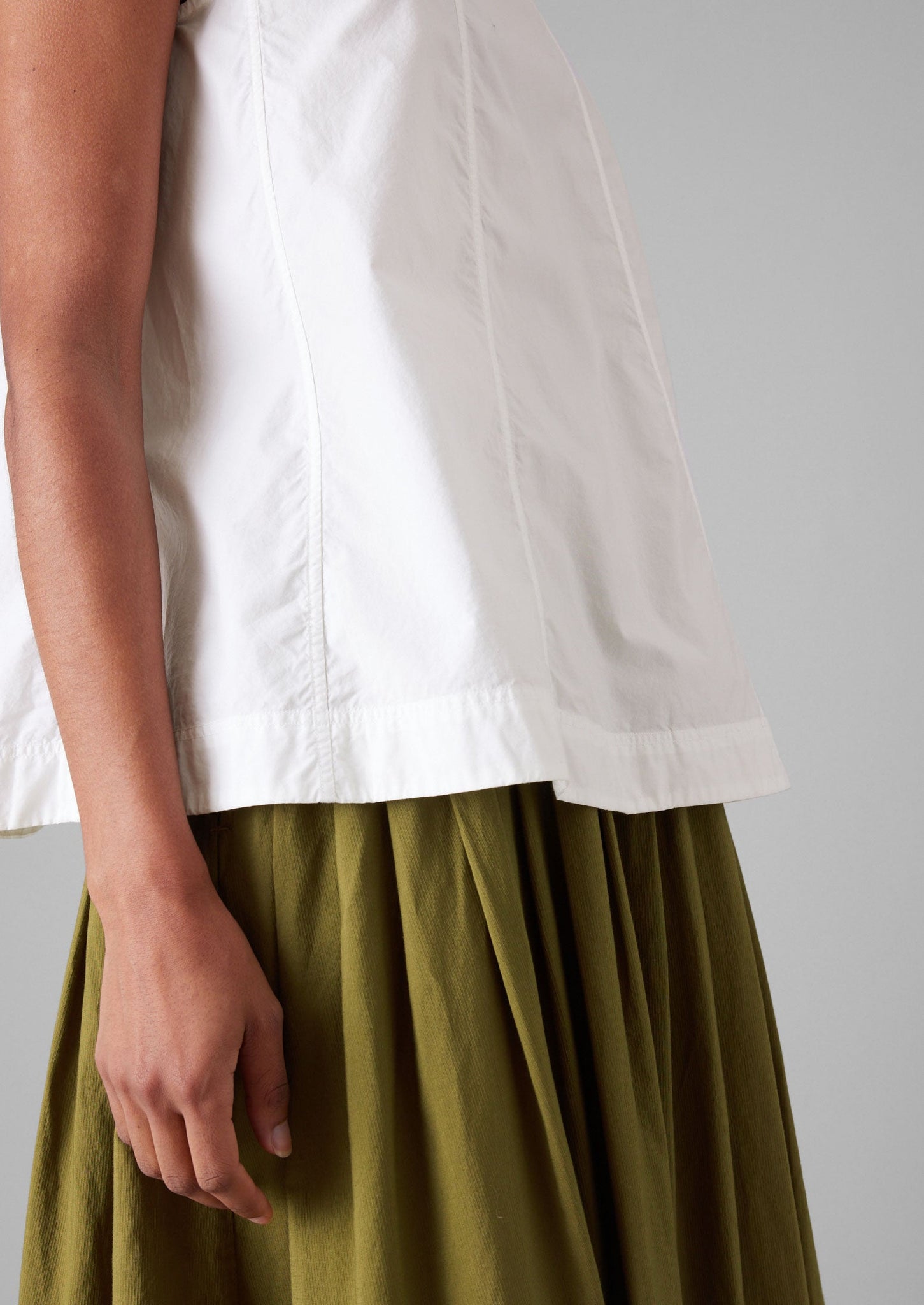 Panelled Cotton Poplin Top | Paper White