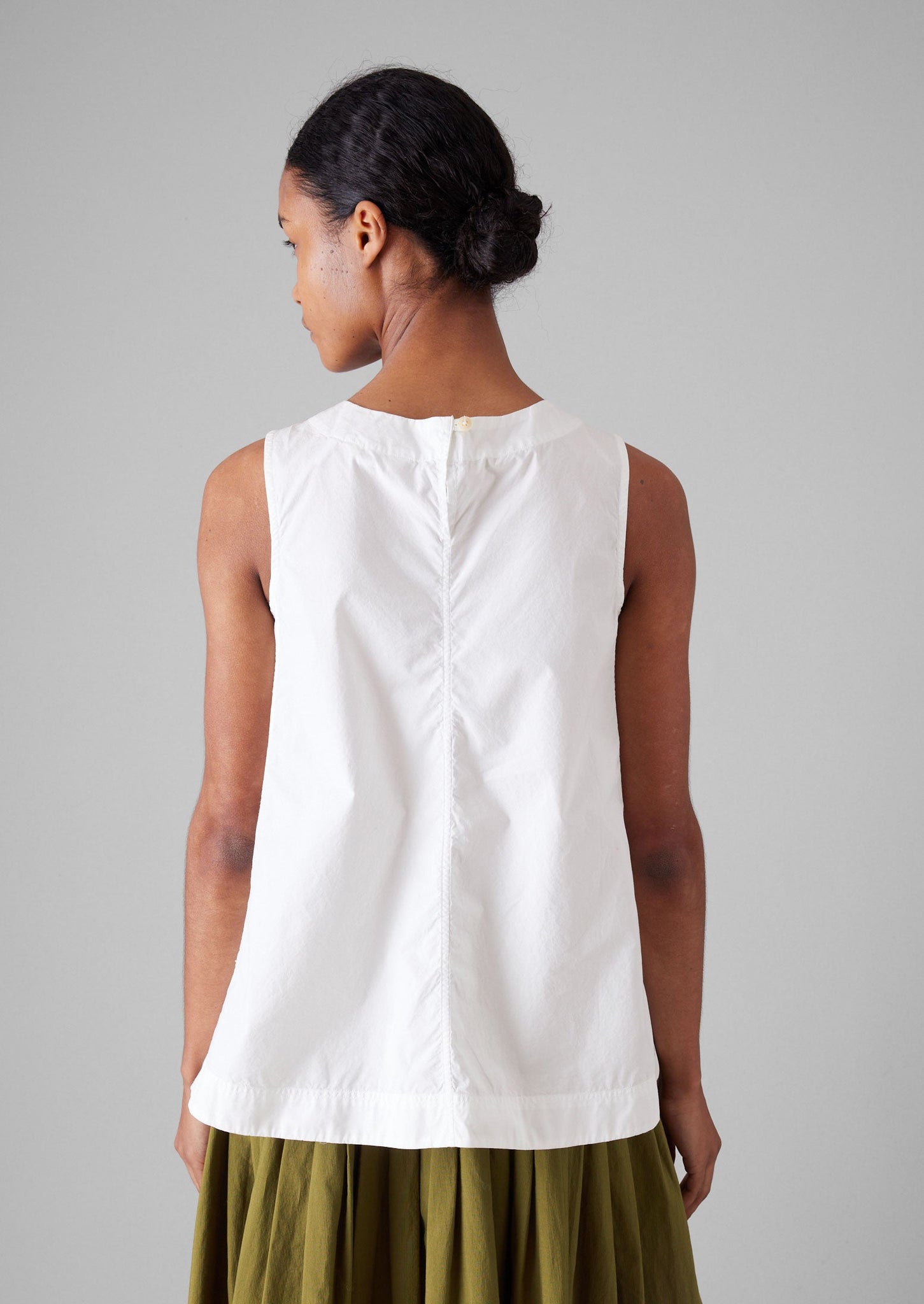 Panelled Cotton Poplin Top | Paper White