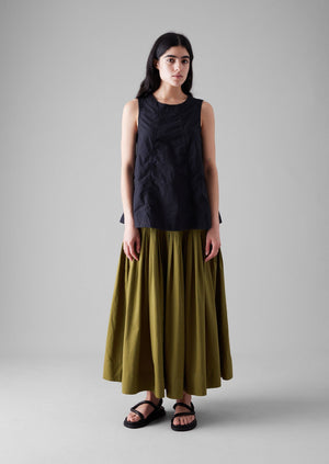 Panelled Cotton Poplin Top | Ink