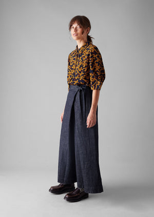 Gia Washi Print Shirt | Deep Blue/Marigold