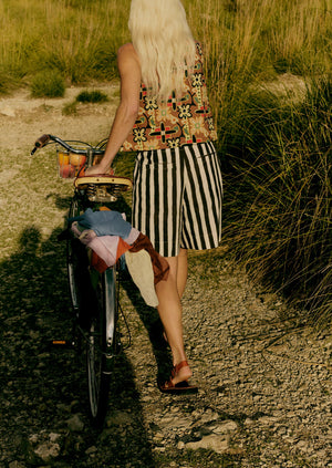 Folk Collage Print Poplin Top | Multi