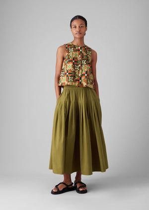 Folk Collage Print Poplin Top | Multi
