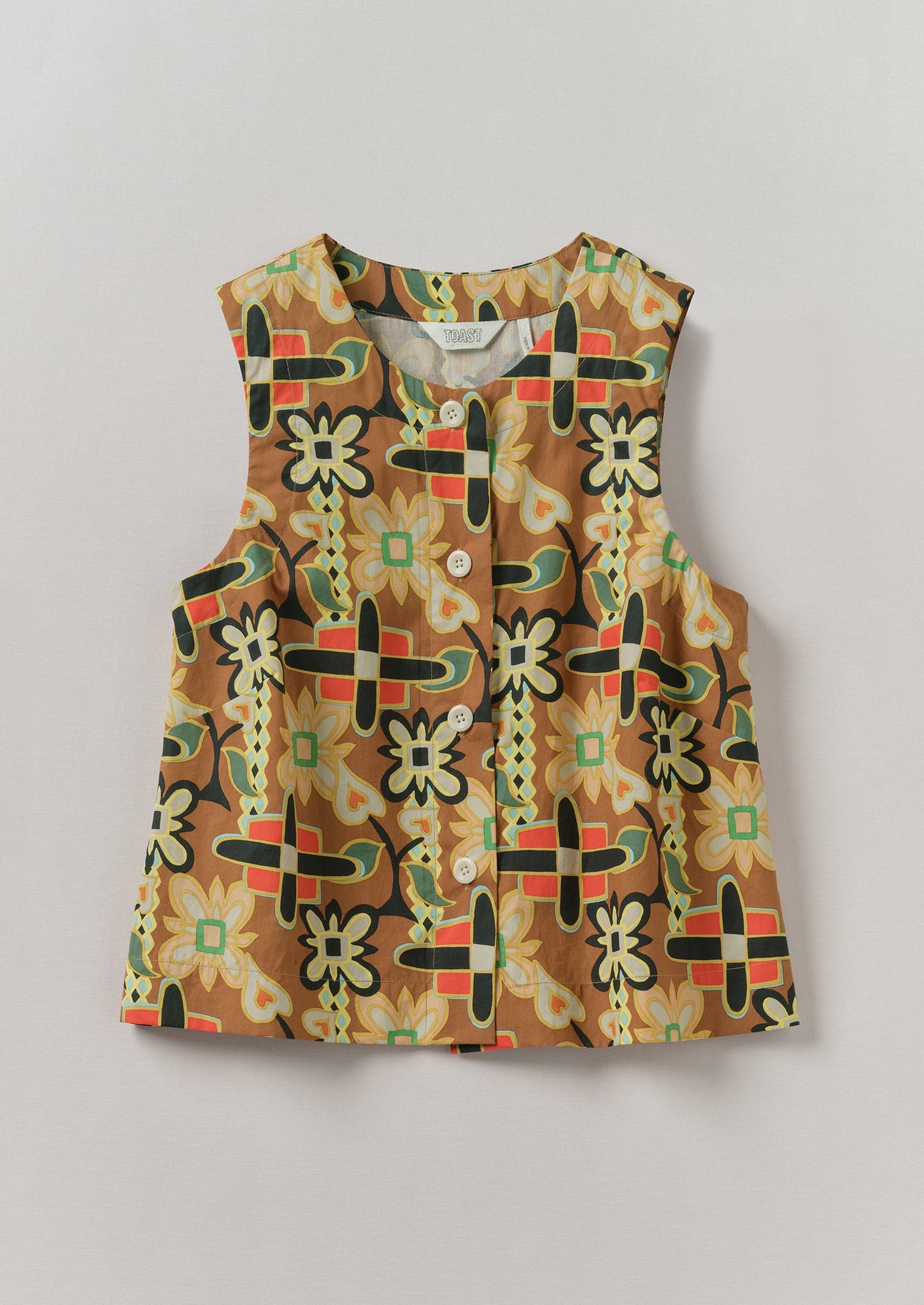 Folk Collage Print Poplin Top | Multi