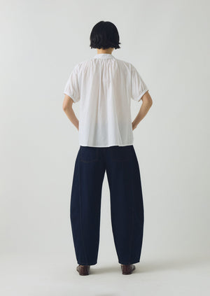 Gathered Cotton Chambray Shirt | White