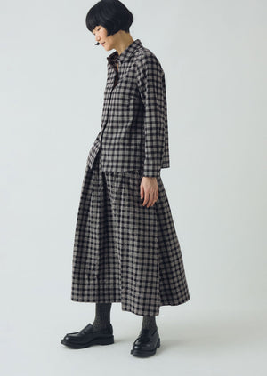 Ollie Binding Check Cotton Seersucker Shirt | Black/Ecru