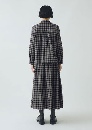 Ollie Binding Check Cotton Seersucker Shirt | Black/Ecru