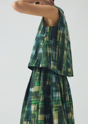 Painted Tweed Cotton Linen Top | Clover Green