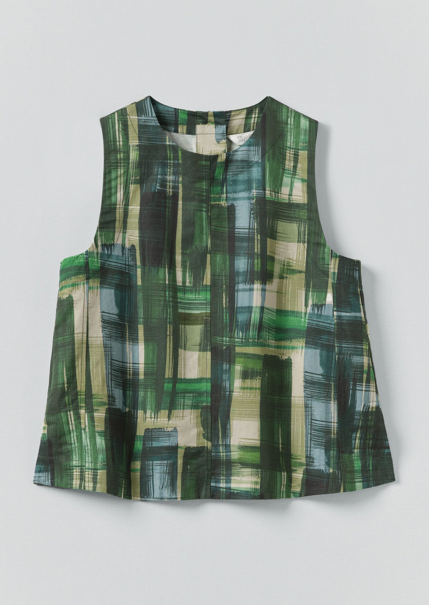 Painted Tweed Cotton Linen Top | Clover Green
