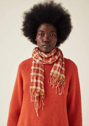 Molloy Check Hand Woven Scarf | Ginger