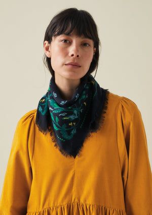 Floral Hand Woven Scarf | Oil