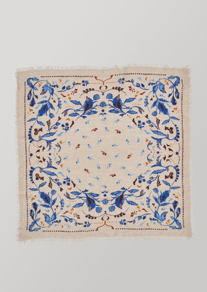 Floral Hand Woven Scarf | Painter Blue