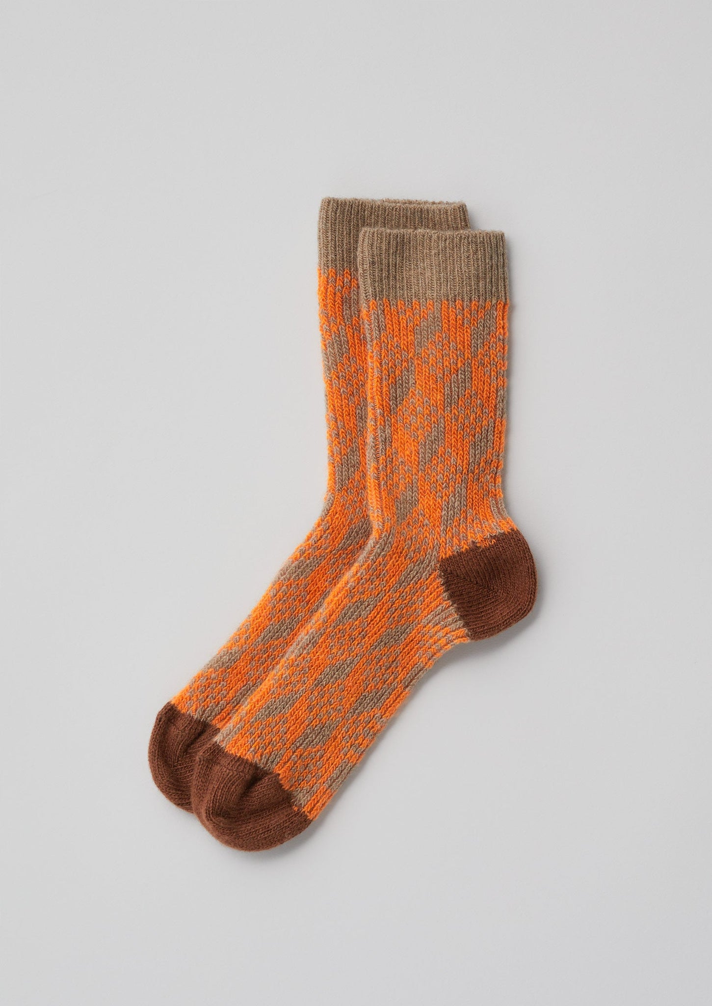 Geo Jacquard Block Socks | Orange Multi