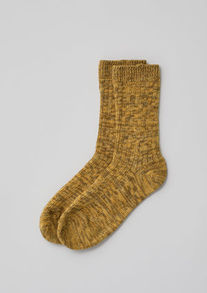 Ribbed Organic Cotton Marl Socks | Mustard Multi