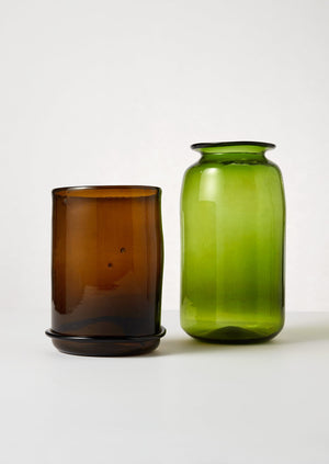 Hand Blown Galbe Vase | Brown