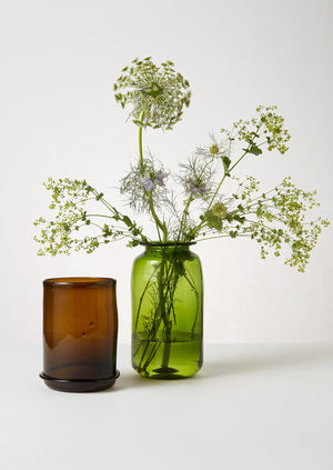 Large Hand Blown Pharmacy Vase | Olive
