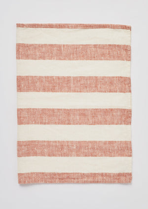 La Plage Stripe Tea Towel | Ecru/Coral