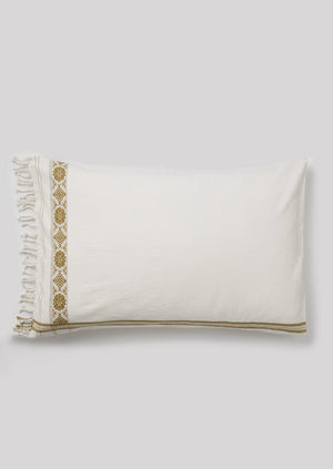 Assam Stripe Hand Woven Cotton Housewife Pillowcase | Ecru/Olive