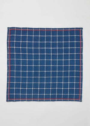 Set of Four Hand Woven Check Napkins | Mixed Blues