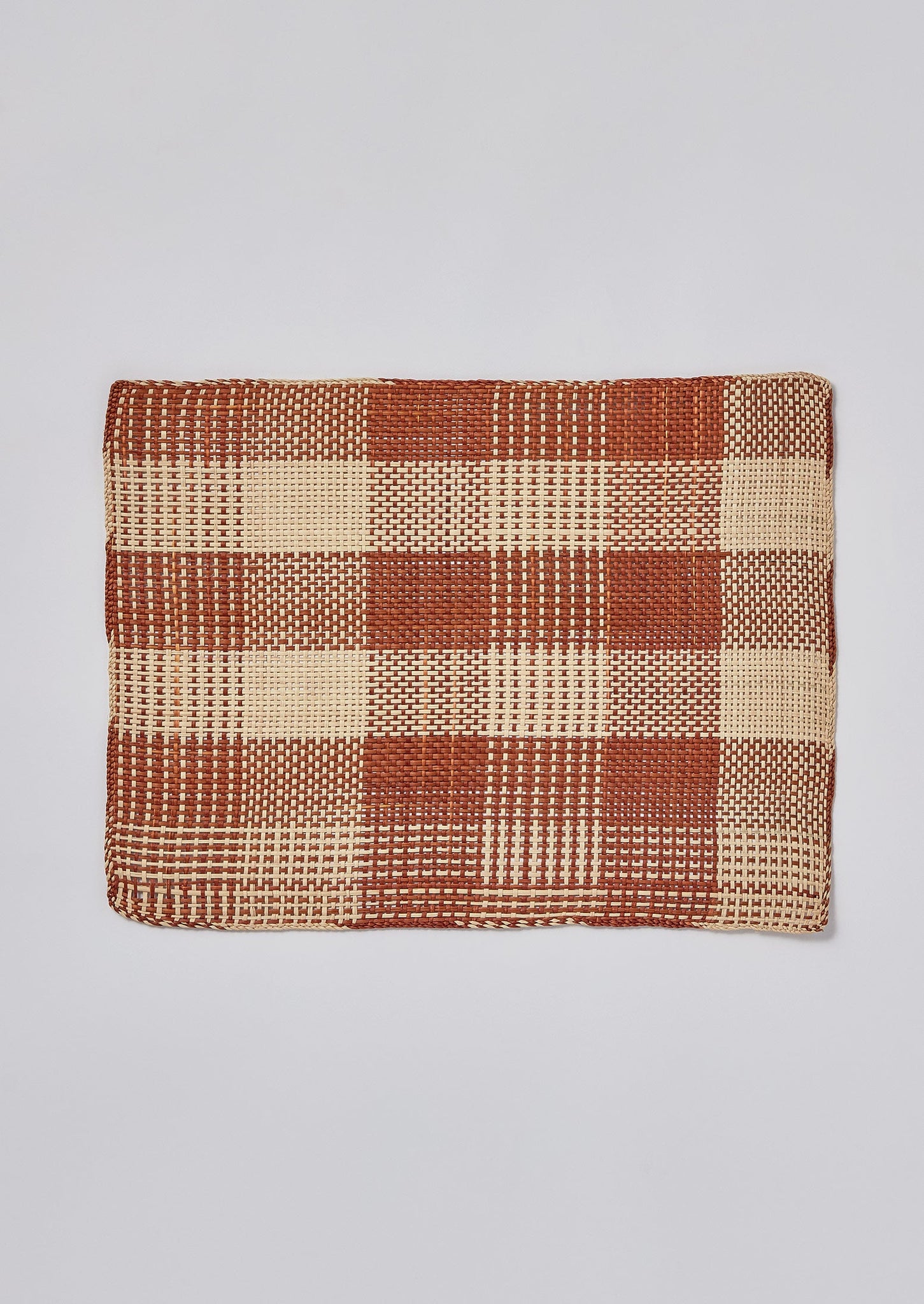 Hand Woven Checked Placemat Set | Tobacco/Natural