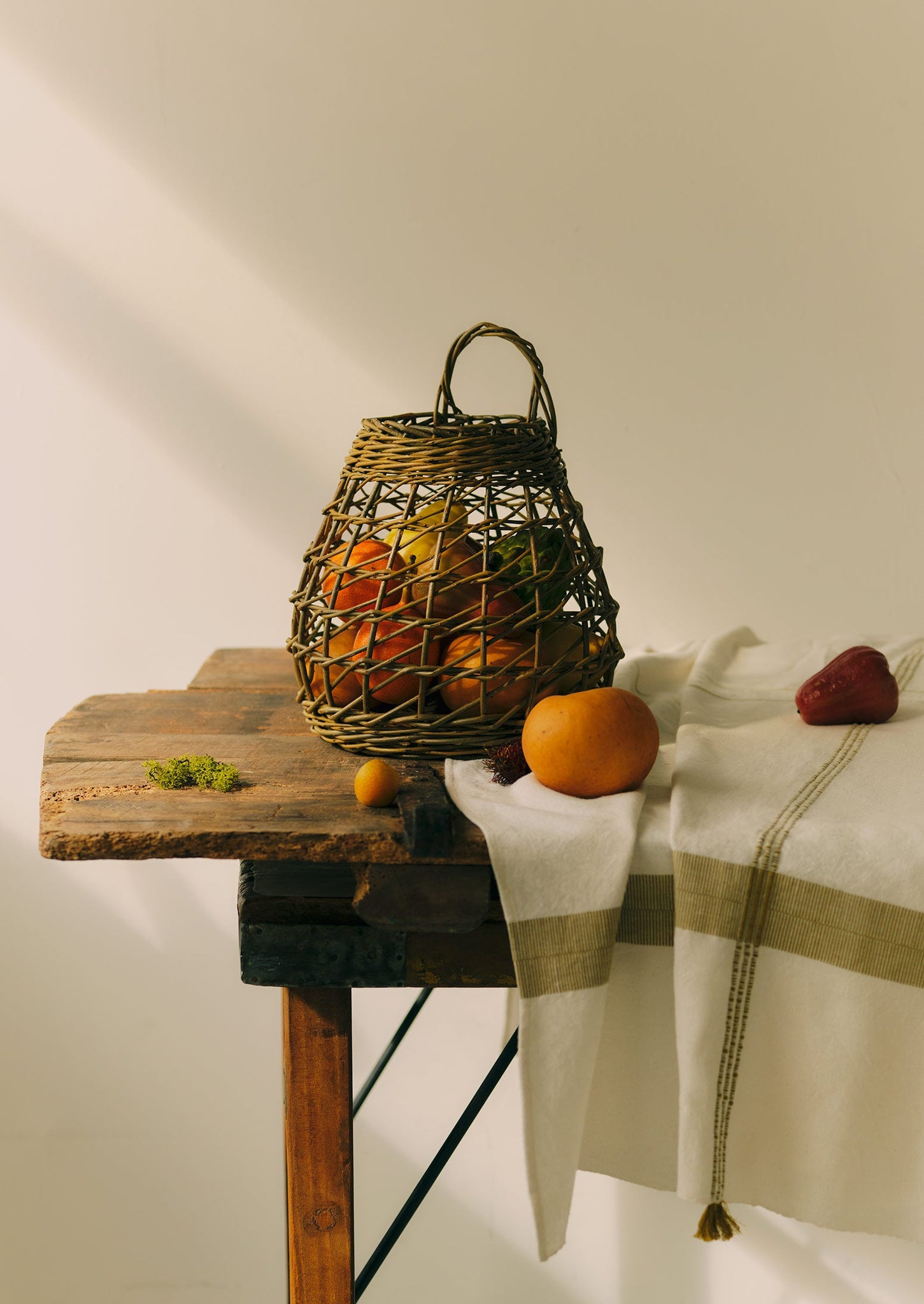 Hand Woven Cotton Tablecloth | Ecru/Olive
