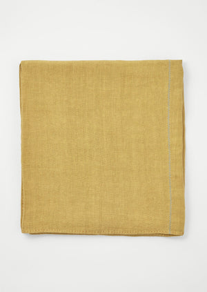 Herringbone Embroidered Linen Bedspread | Straw