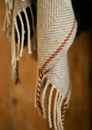 Alva Wool Blanket | Taupe/Coral