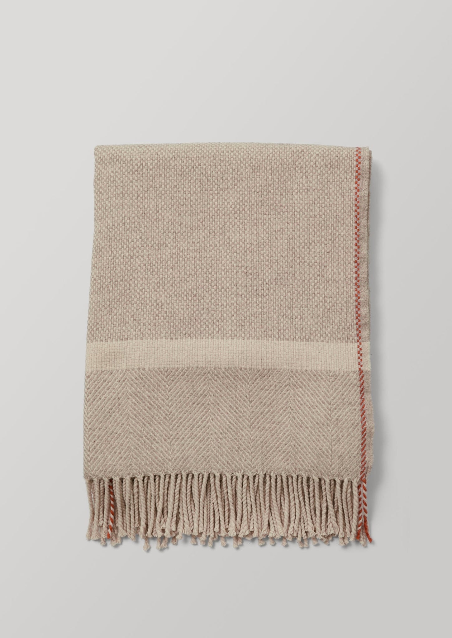 Alva Wool Blanket | Taupe/Coral