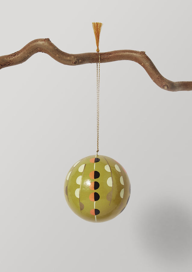 Abacus Hand Painted Bauble | Antique Olive/Toffee
