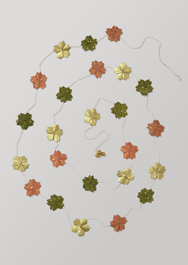 Blossom Lokta Paper Garland | Chestnut/Olive/Gold