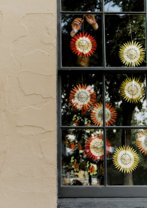 Hanging Dip Dyed Paper Rosette Set | Multi