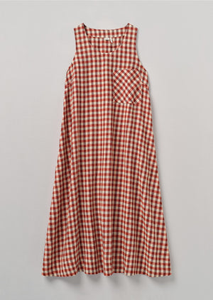 Gingham Linen Sleeveless Dress | Blush