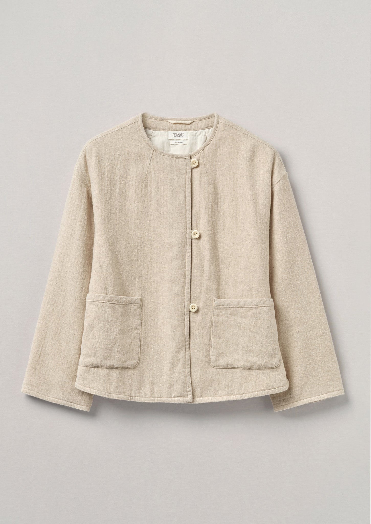 Quilted Cotton Linen Jacket | Pebble