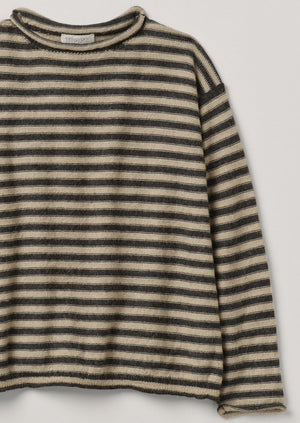 Stripe Alpaca Wool Sweater | Ecru/Charcoal